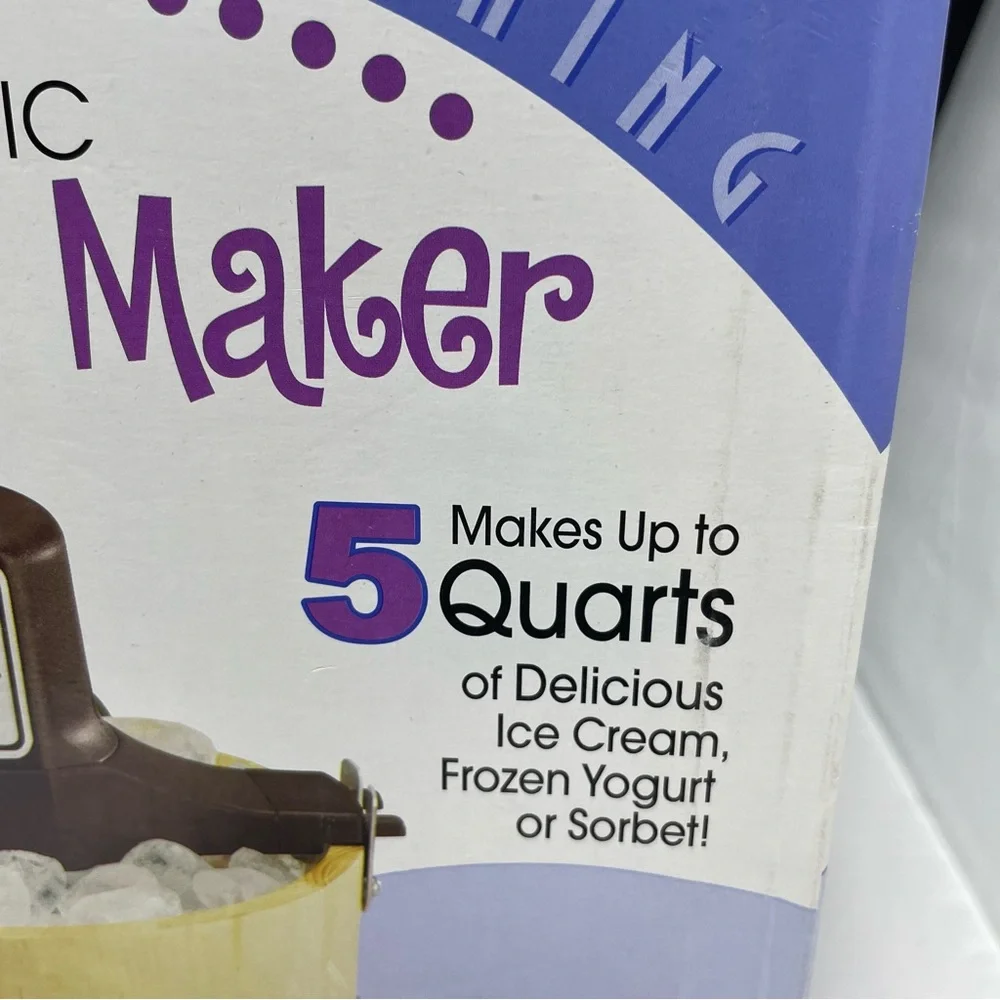 Rival Ice Cream Maker Select 8550 X 5‎ QT 40 Servings Machine Wood Bucket summer